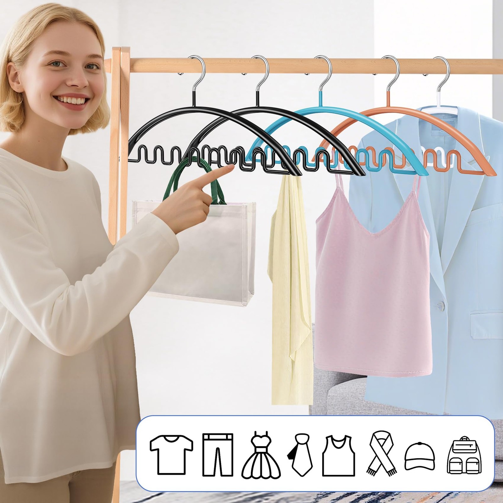Sweater Hangers No Shoulder Bump, 12 Pack Clothes Hangers Non Slip Heavy Duty...