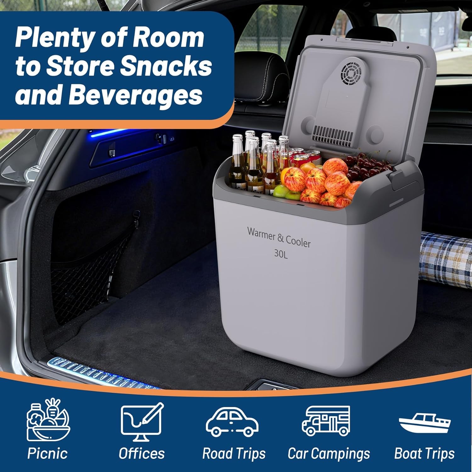 32QT Electric Cooler & Warmer Portable Car Refrigerator 12V Car Cooler