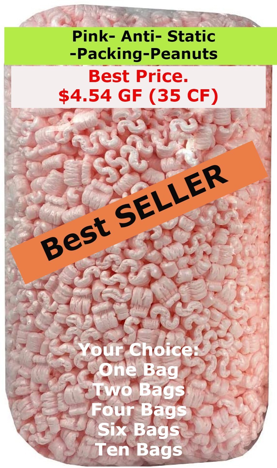 Packing Peanuts Shipping AntiStatic Fill Loose Gallons Ft Pink 3.5,7,14,21,35 CF