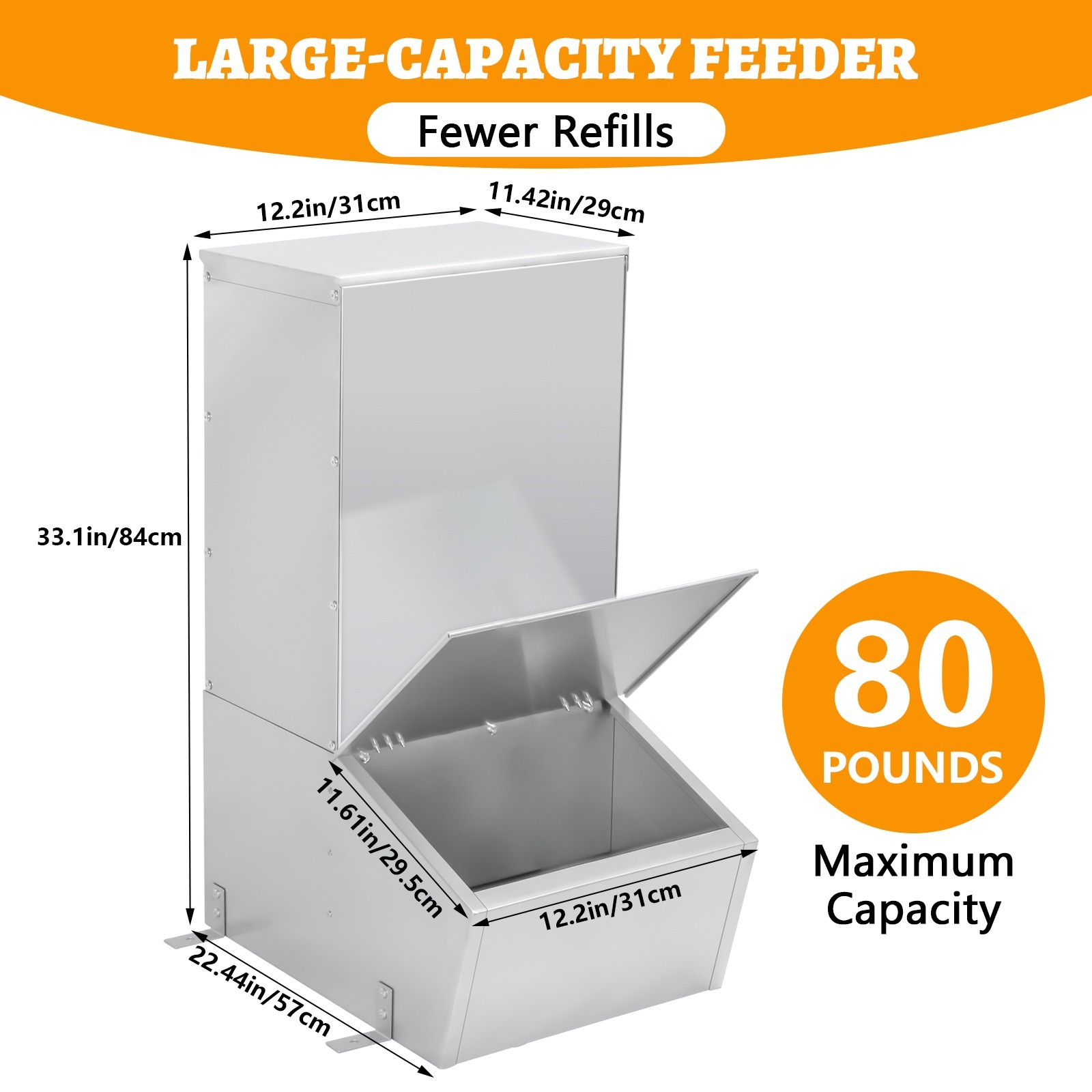 Hog Feeder,1.5 Bushel Single Door Automatic Pig Feeder,Pig Trough