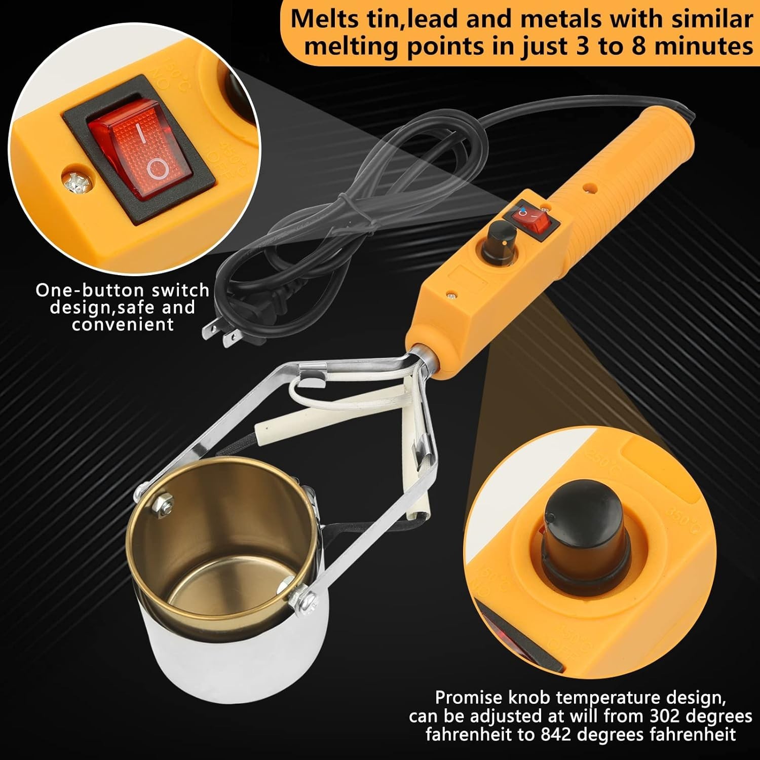 Lead Melting Pot for Fishing & Bullets Molds Kit Crucibles Metal Casting Furnace