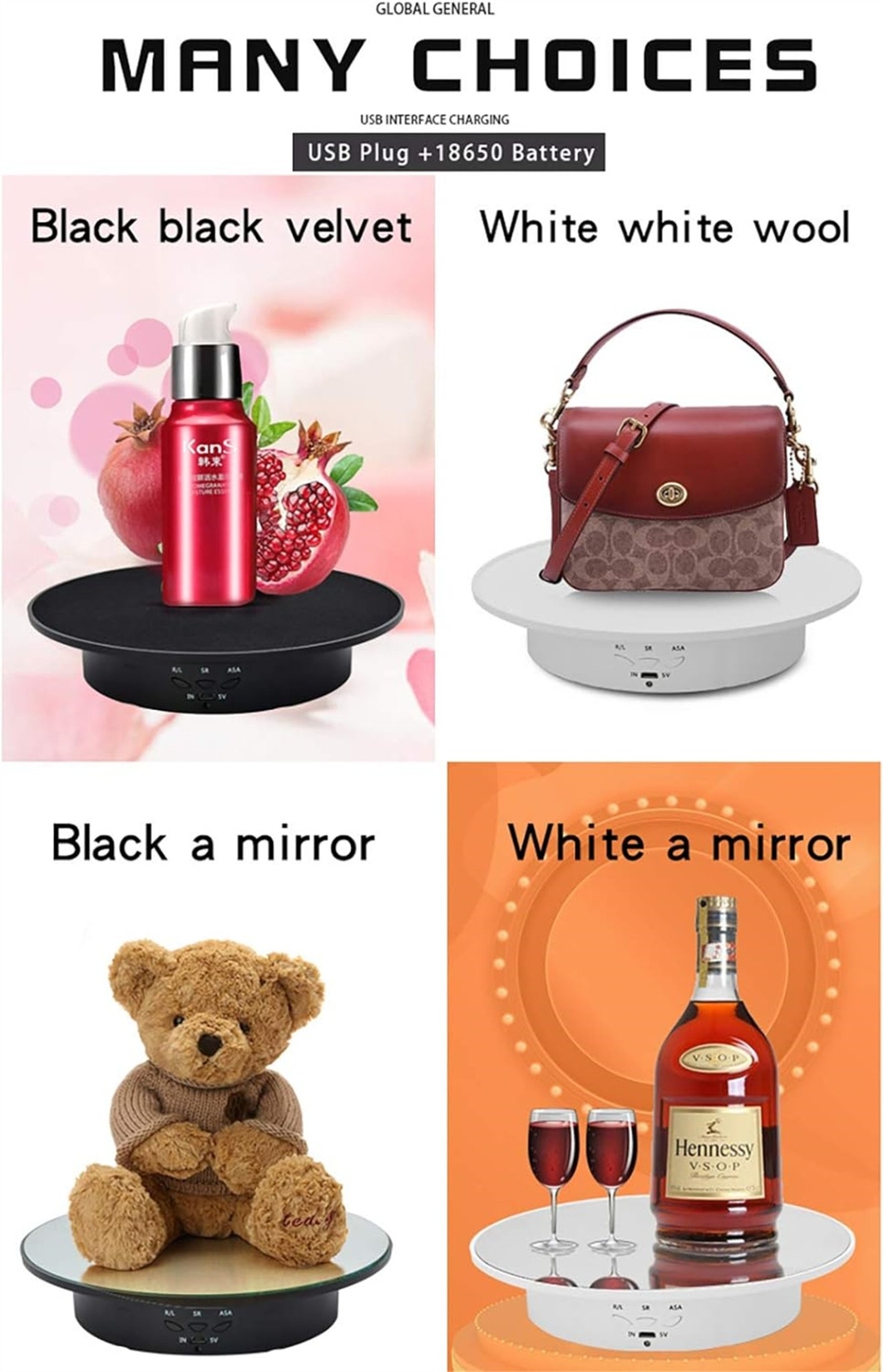 360-Degree Electric Rotating Turntable, Rechargeable Low Noise Display Stand