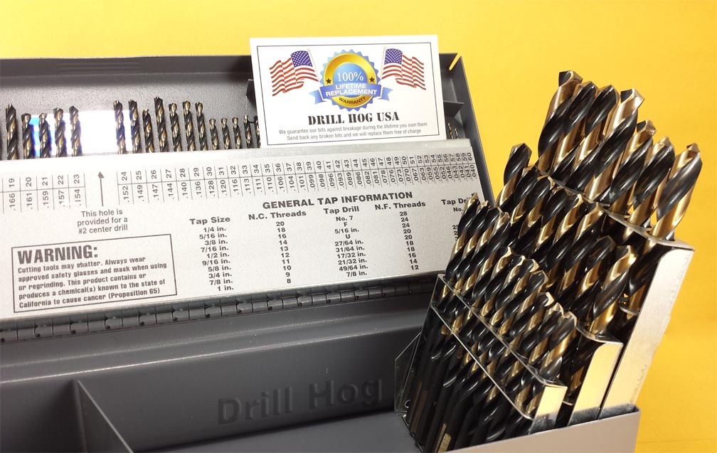 Drill Hog® 123 Pc Drill Bit Set Letter Number Bits HI-MOLY M7 Lifetime Warranty