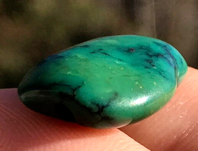 RARE ANTIQUE VERY OLD TIBETAN TURQUOISE BEAD - BEAUTIFUL WORN PATINA!