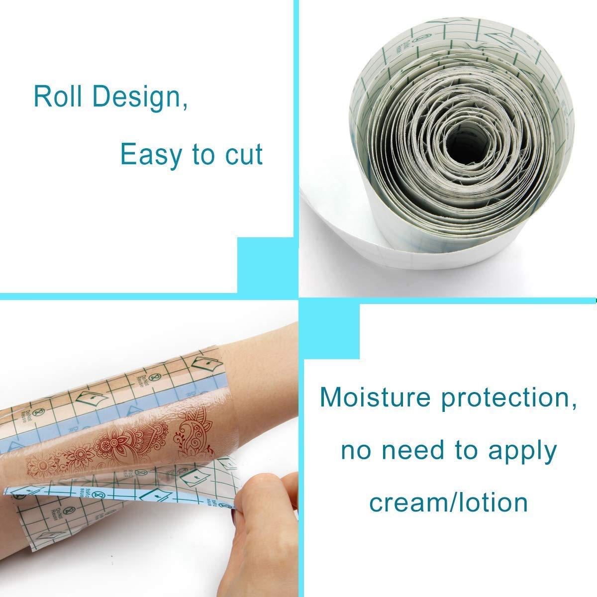 Tattoo Aftercare Bandage Roll 4" x 8 Yard - Second Skin Transparent Repair Adhes