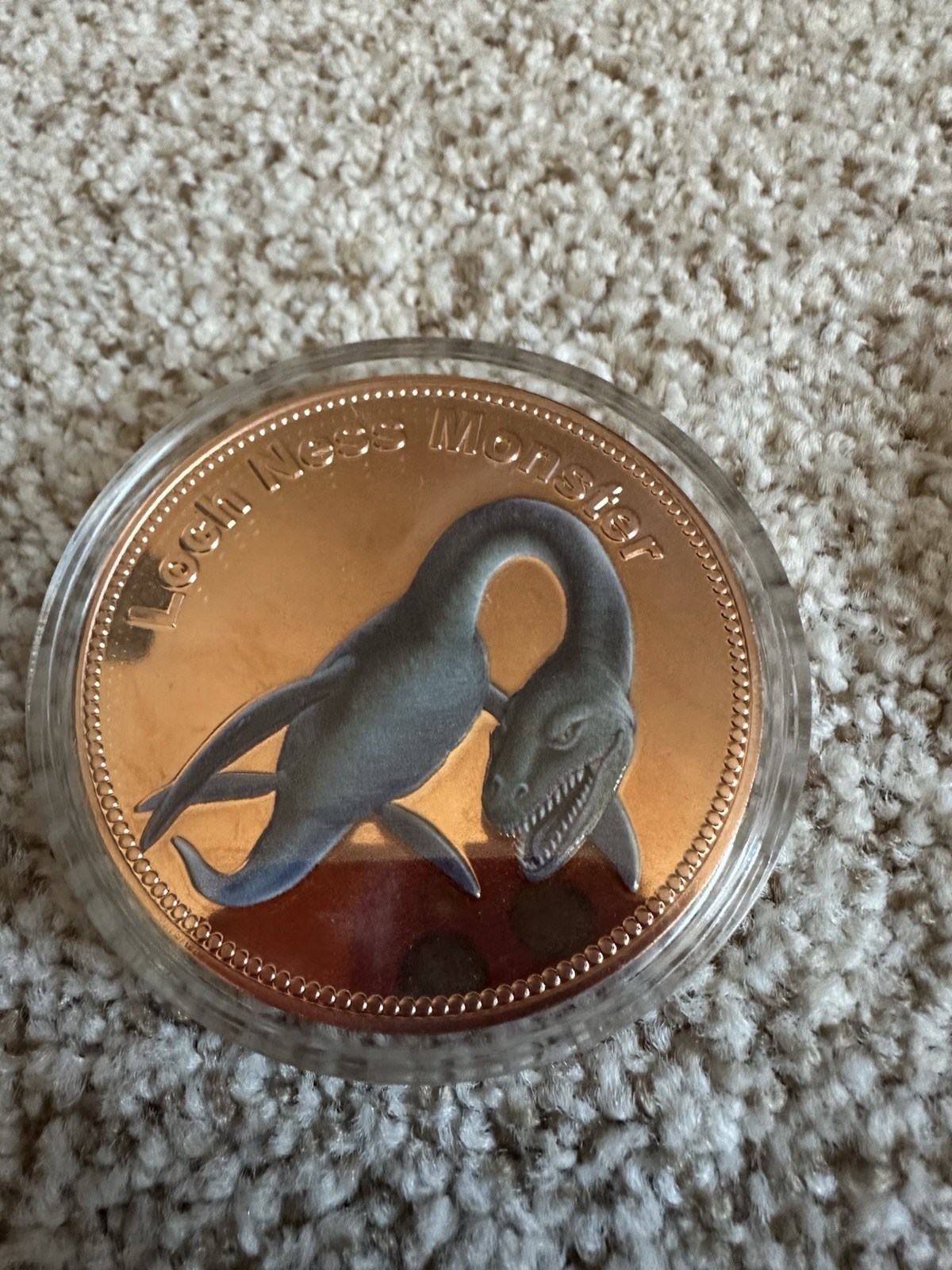 5 ounce copper limited edition colorized Mythical Creatures Loch Ness Round Coin