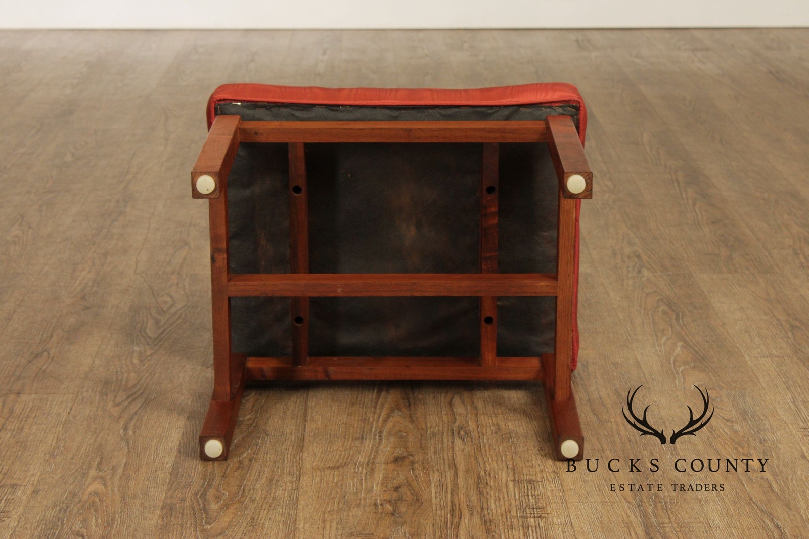 Jens Risom Mid Century Modern Pair Of Walnut Stools