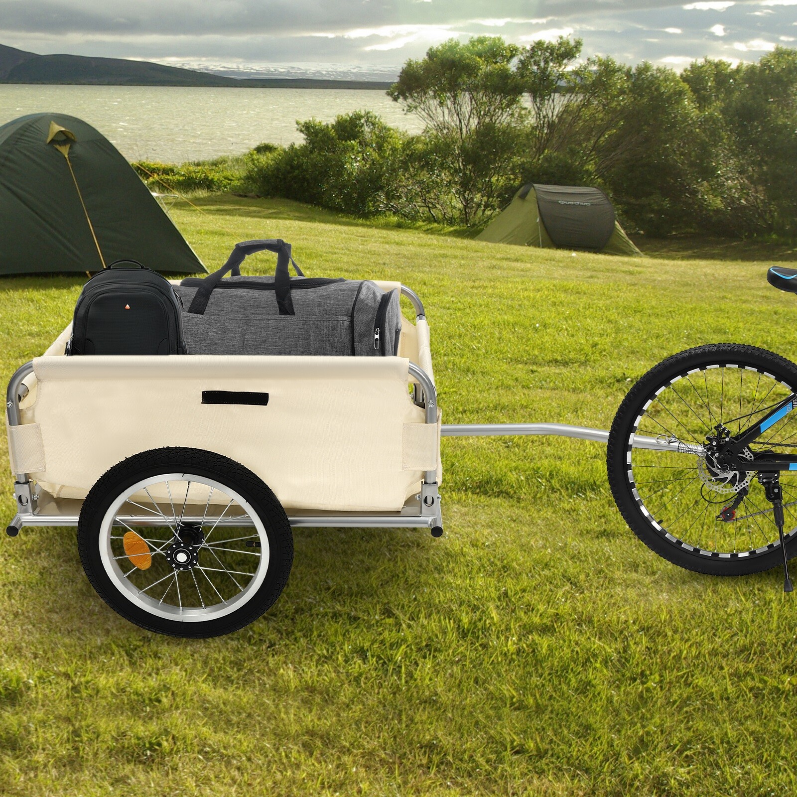 Bicycle Bike Cargo Trailer Steel Carrier Storage Cart Wheel Runner For Shopping