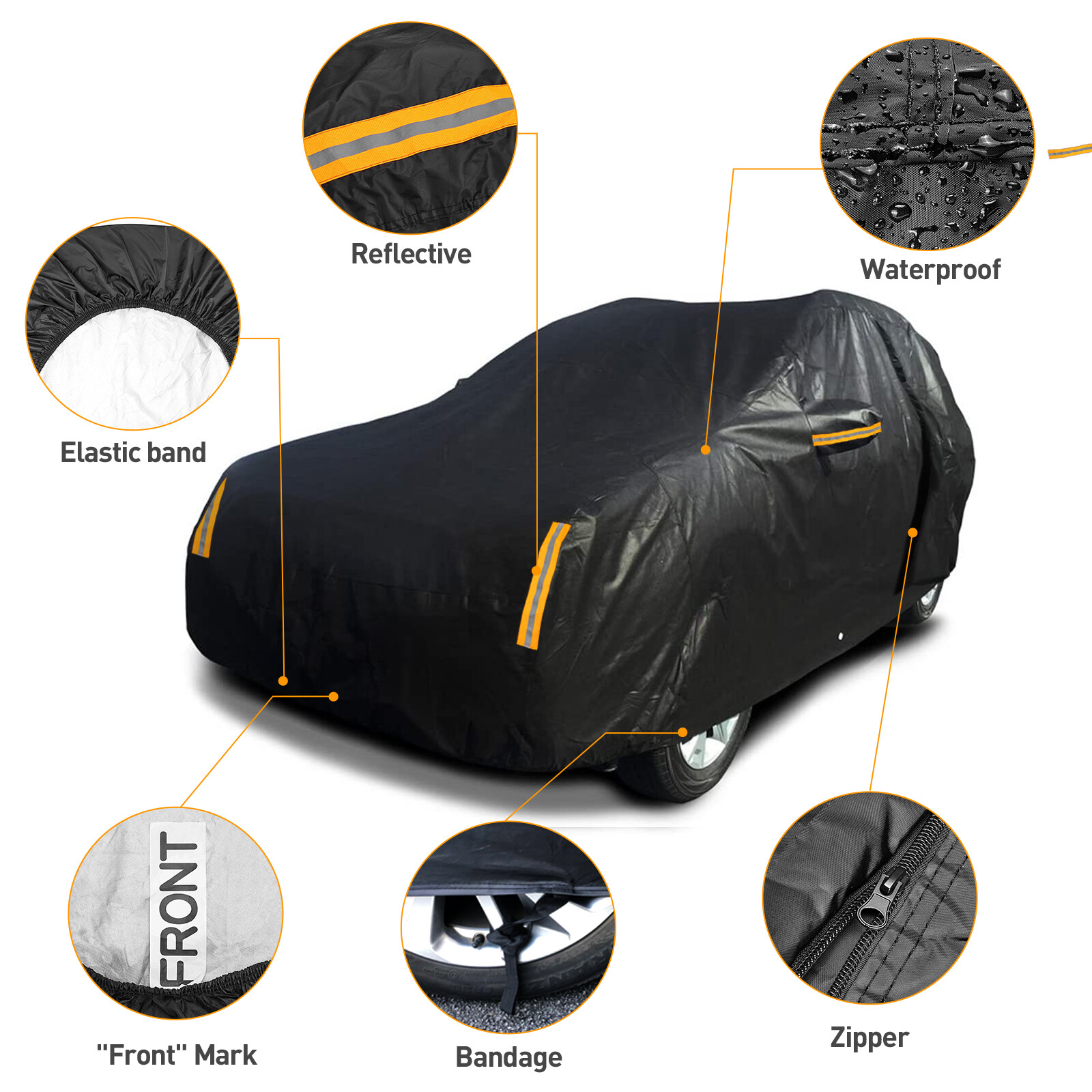 SUV Cover Outdoor Car Protection Waterproof Dust w/ Zipper For Cadillac Escalade