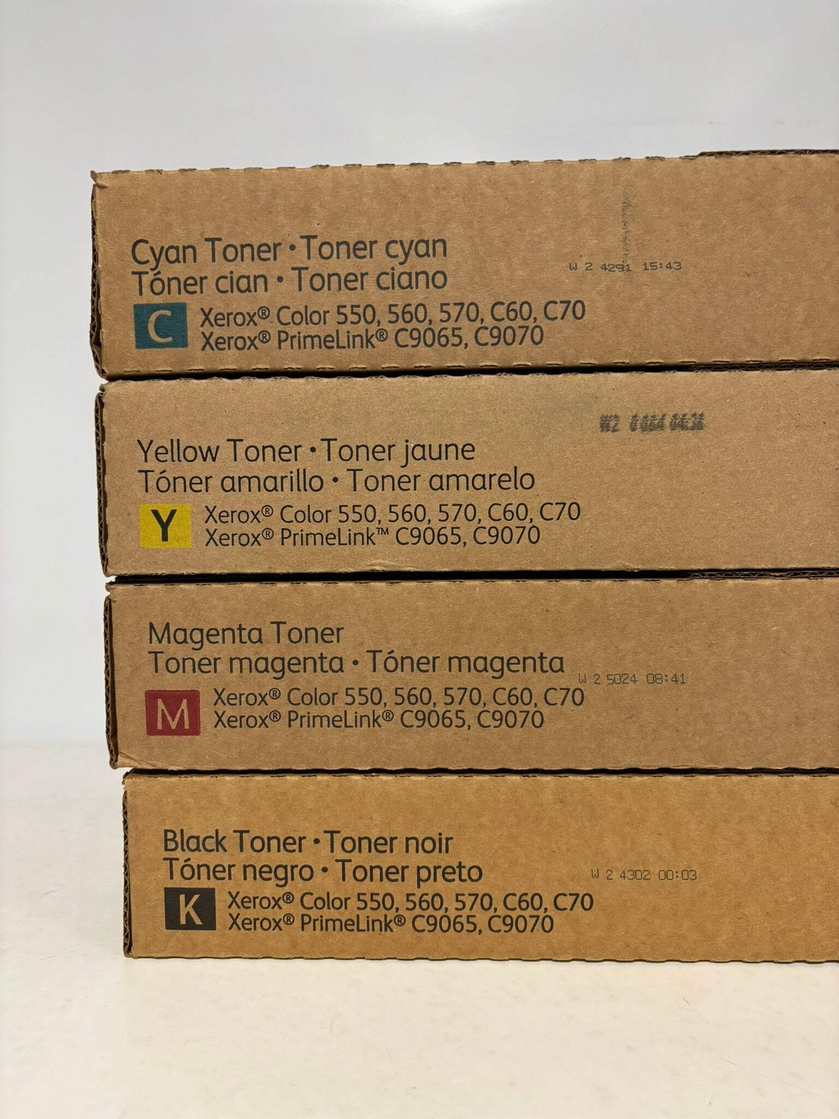4 OEM Xerox Color 550,560,570,C60,C70 PrimeLink C9065, C9070 CMYK Toners