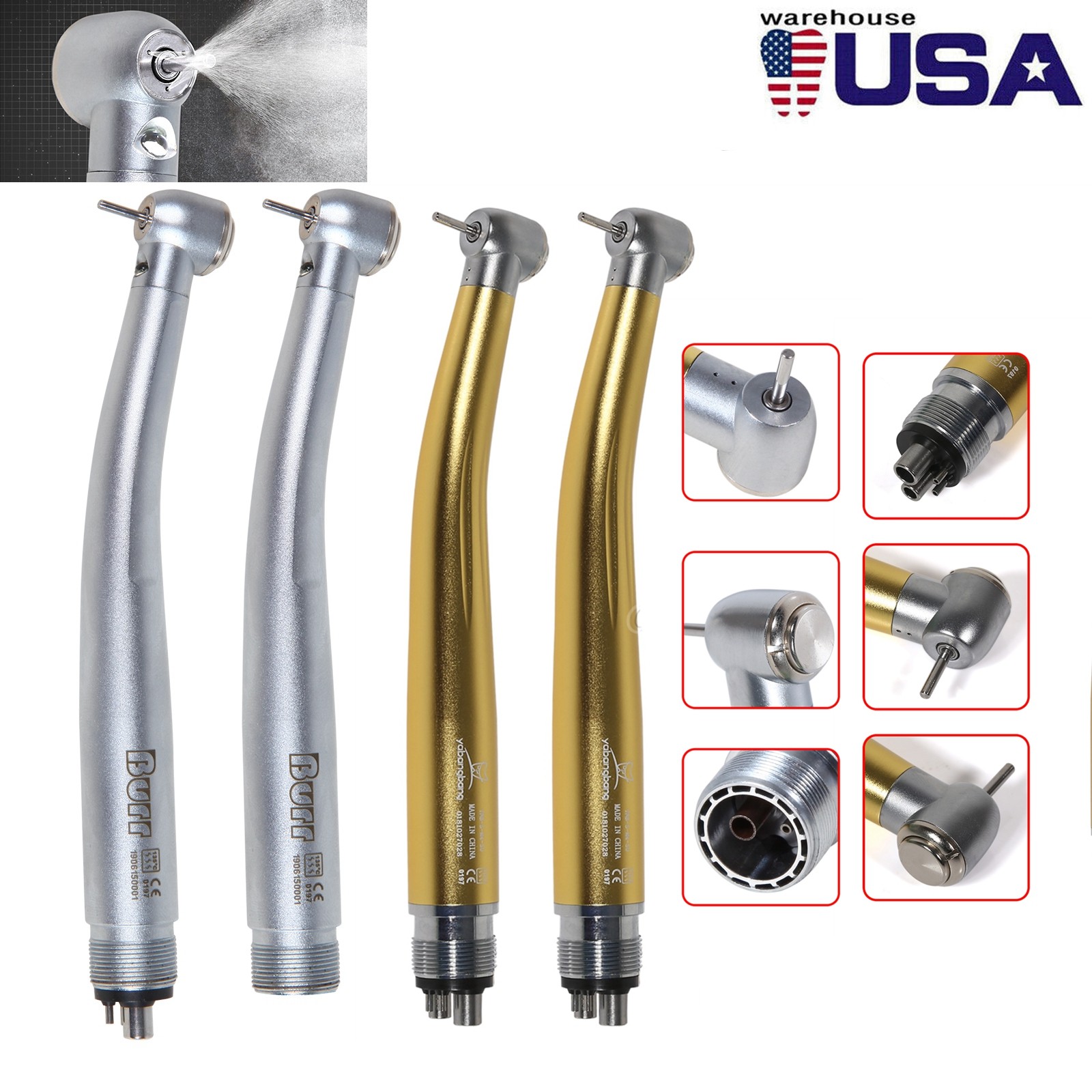 NSK Style Dental (Fiber Optic LED E-generator) High Speed Handpiece 2/4 Holes US
