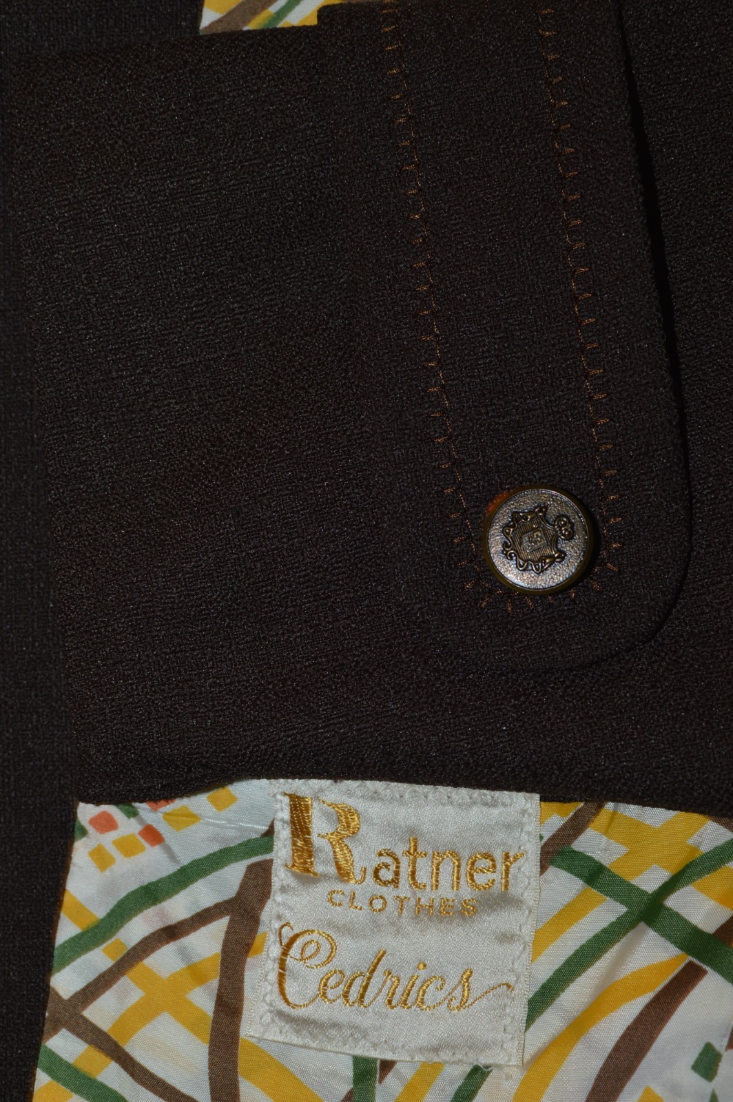 40L Long 40 L USA RATNER CLOTHES Mens Vintage Brown Polyester Blazer Suit Jacket