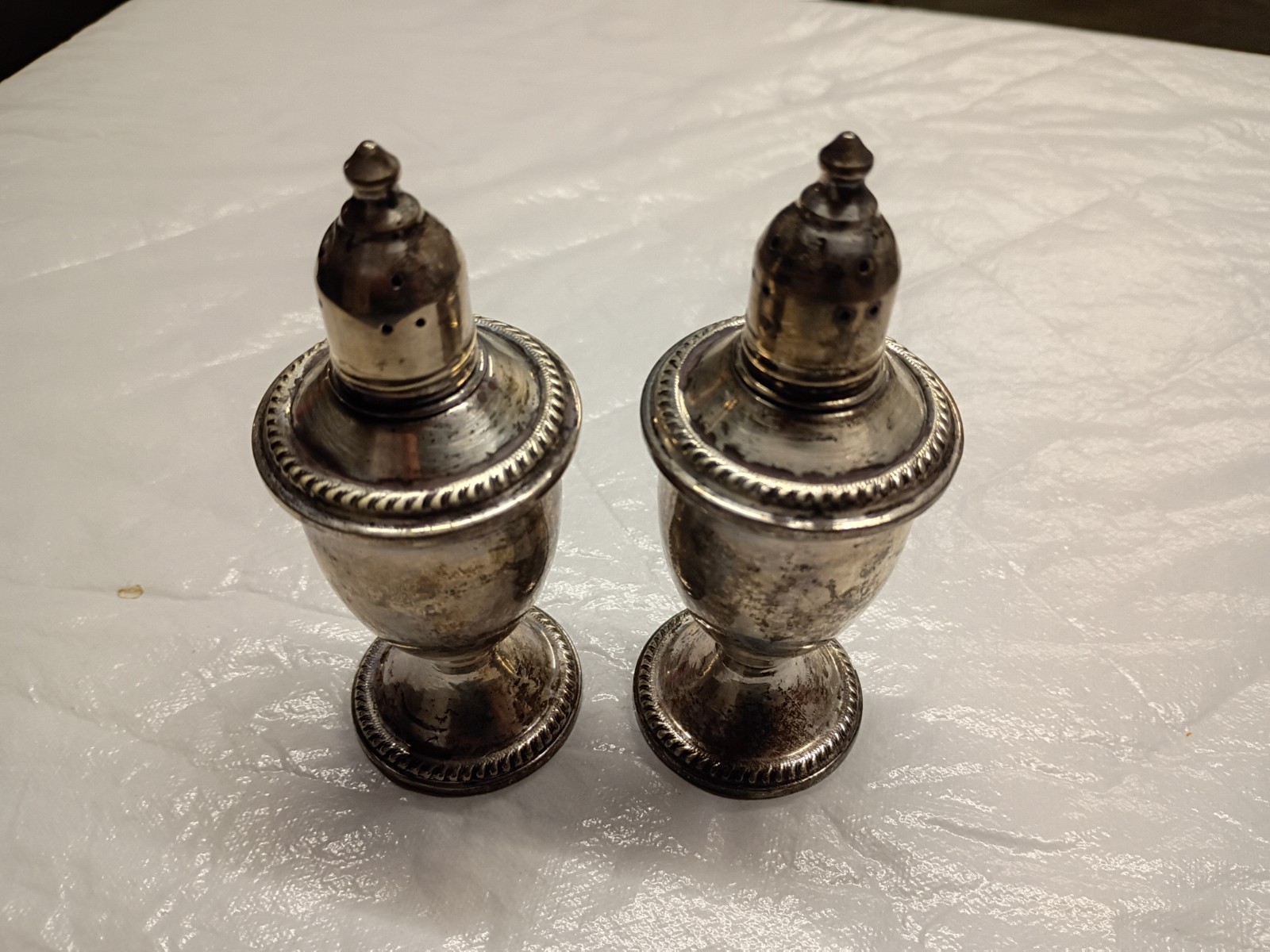 Vintage Duchin Sterling Silver Weighted Glass Lined Salt And Pepper Shakers