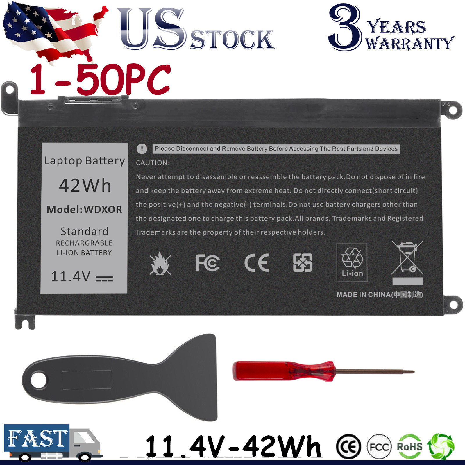 Lot For Dell Inspiron Battery WDX0R 15 5567 5568 13 5368 7368 7569 7579 WDXOR