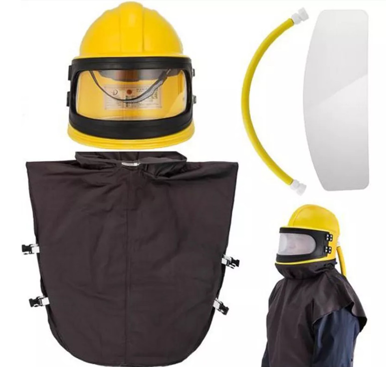 ABS Protect Safety Sandblast hood helmet for sandblasting and PVC Outside Lens