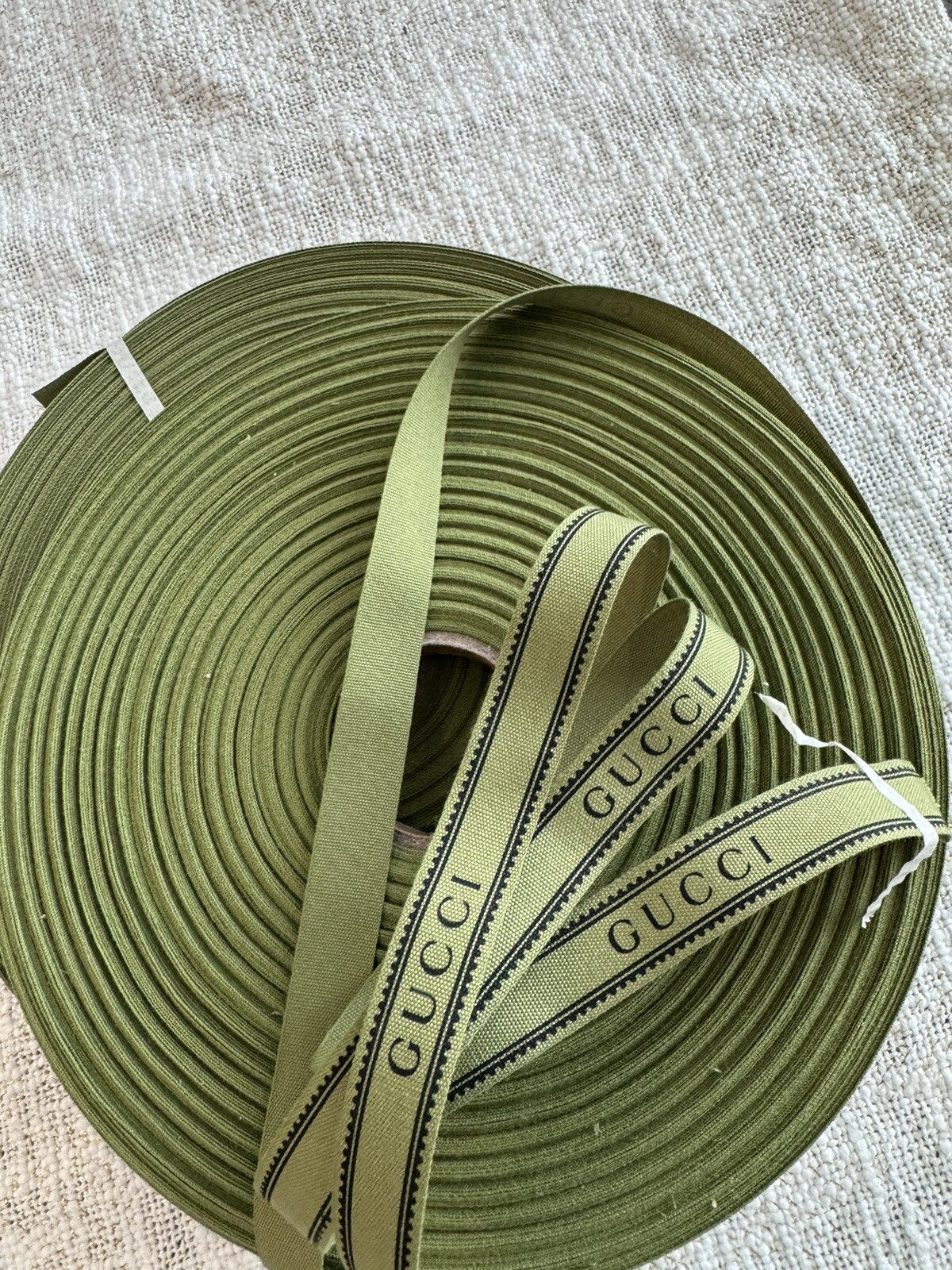Authentic GUCCI Ribbon Green With Logo 100 Meters (120 Yards) Roll x 16mm NEW