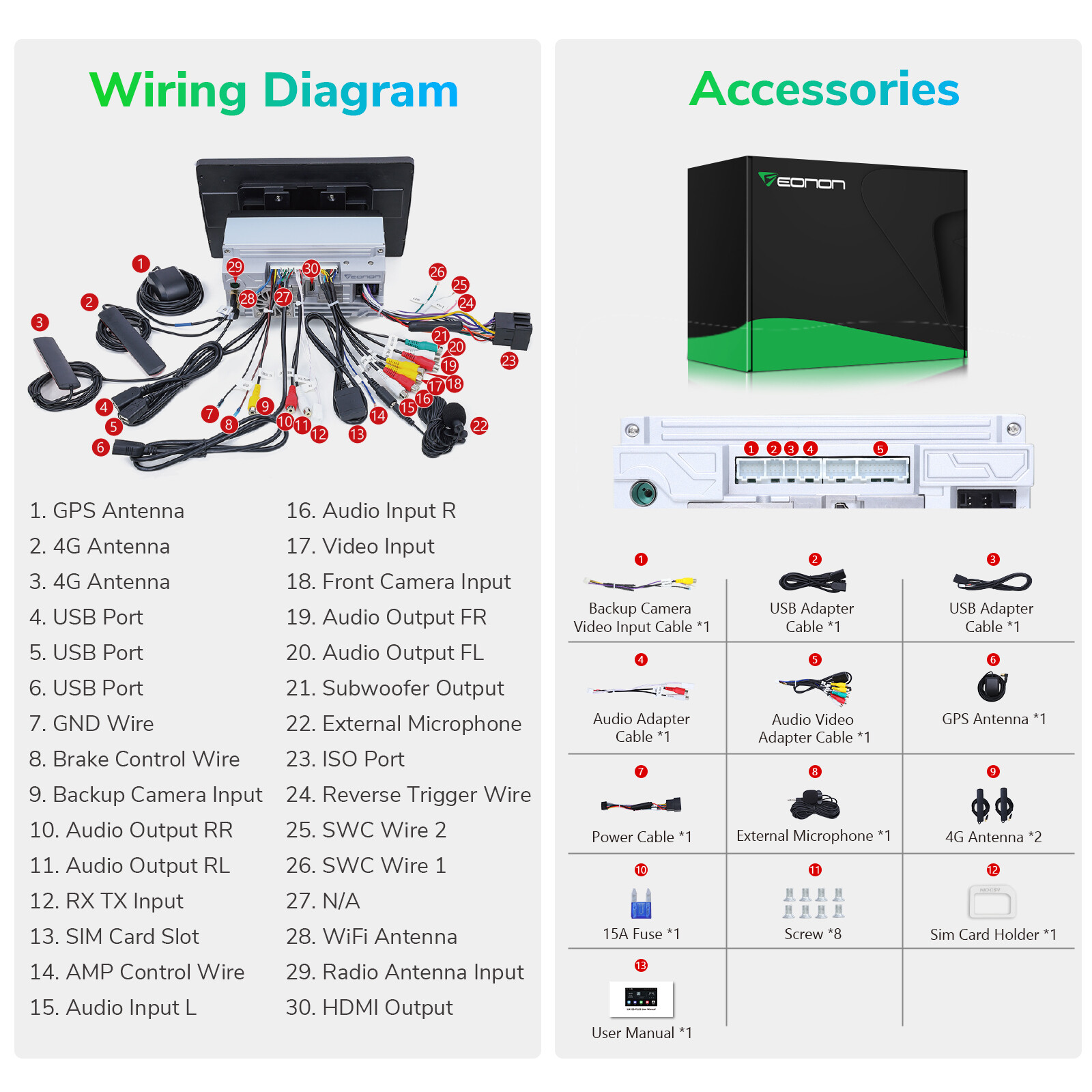 Eonon UA12S Plus Android 13 6+64 Double 2Din 10.1"Smart Car Stereo Radio CarPlay