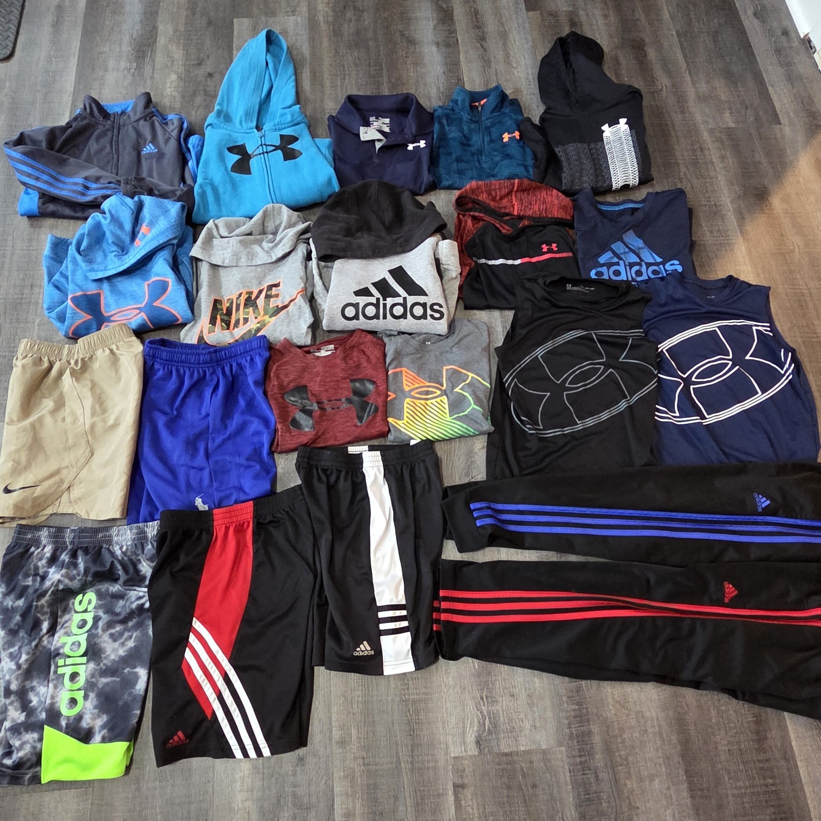 Nike, Under Armour & Adidas Boys Size 7 Clothing Lot, 21-Pc