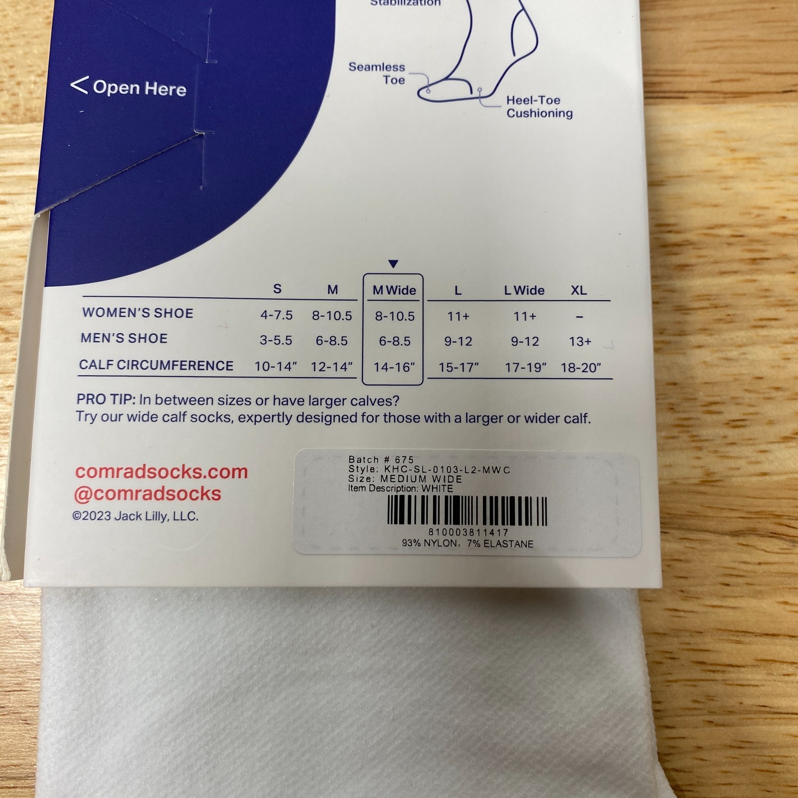 Comrad Knee High Compression Moderate 15-20 mmHg Socks Medium Wide Calf