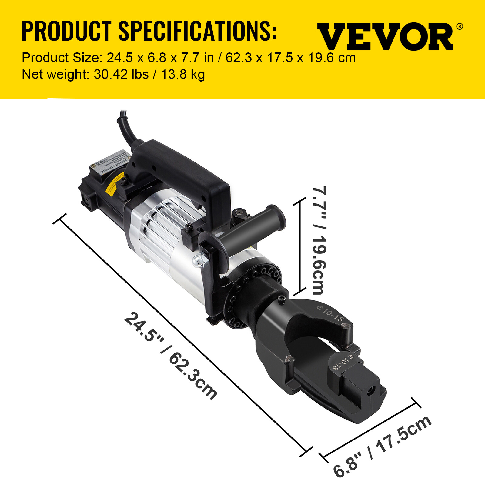 VEVOR 1500W Electric Rebar Bender 1" 25mm #8 Hydraulic Portable Rebar Bending
