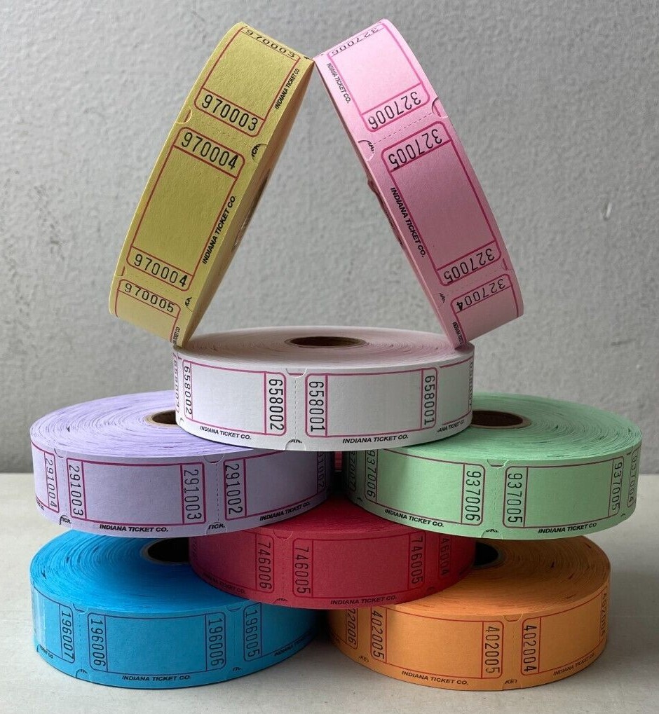 Blank Raffle Tickets Roll of 1000 Single Stub for Carnival or School Fun Fair
