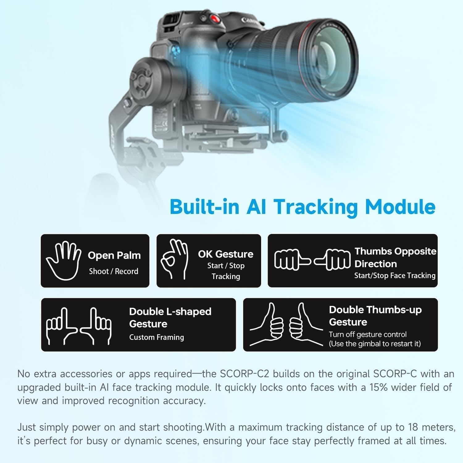FeiyuTech SCORP-C2 AI Tracking Gimbal Stabilizer for Mirrorless DSLR Camera