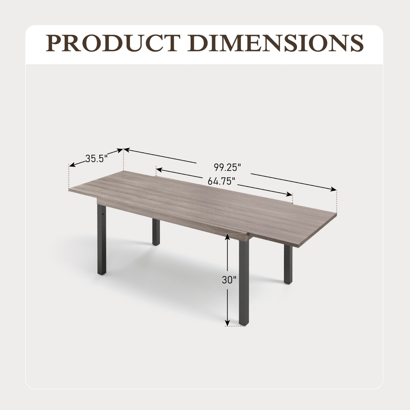 Expandable Patio Dining Table Metal Rectangular Outdoor Table for Garden Porch