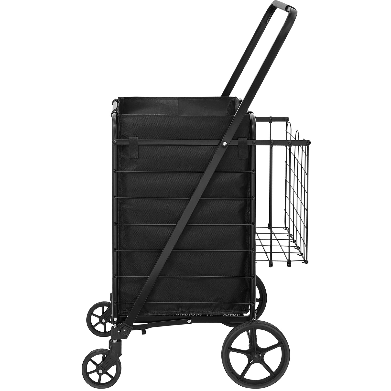Folding Shopping Cart Rolling Grocery Cart with Double Baskets 330 LBS Shop