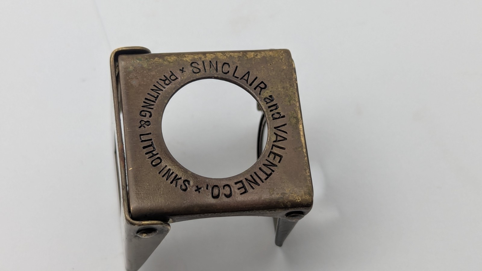 VINTAGE Germany Sinclair & Valentine Co Brass Folding Magnifying Glass Loupe