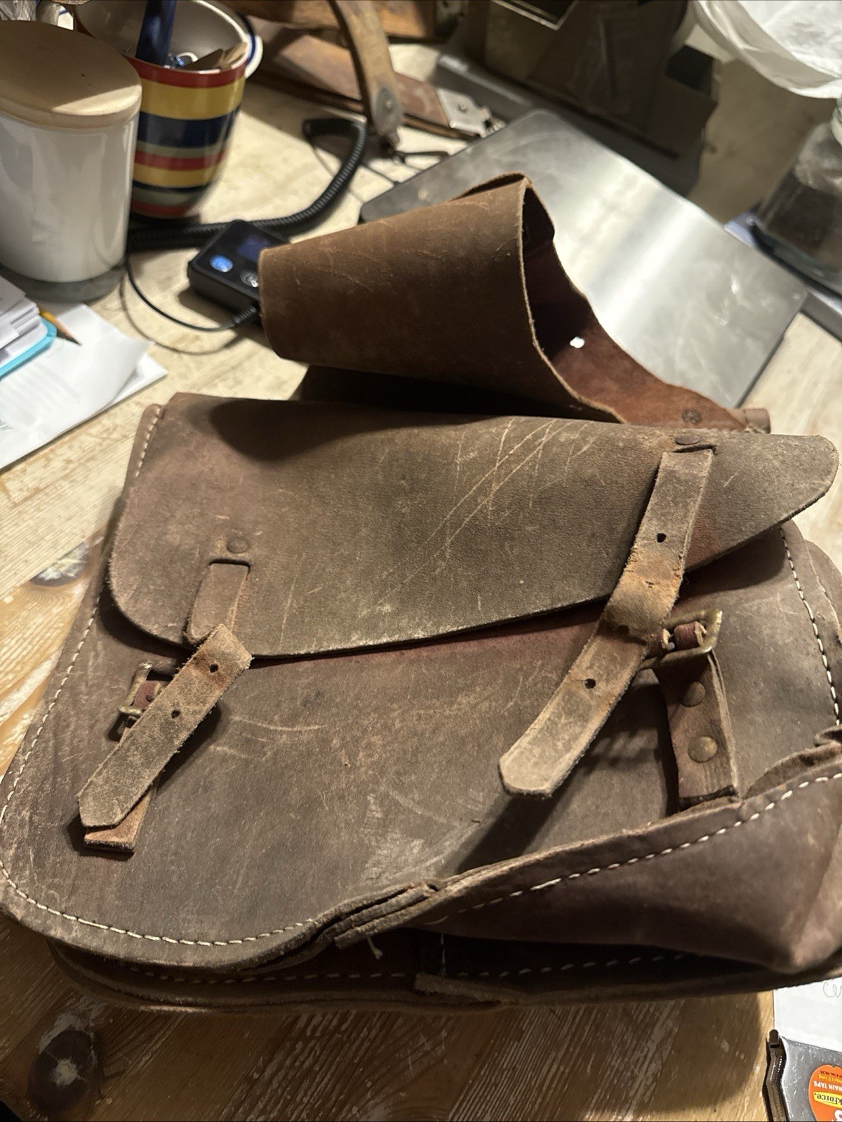 used vintage leather western horse saddle bags