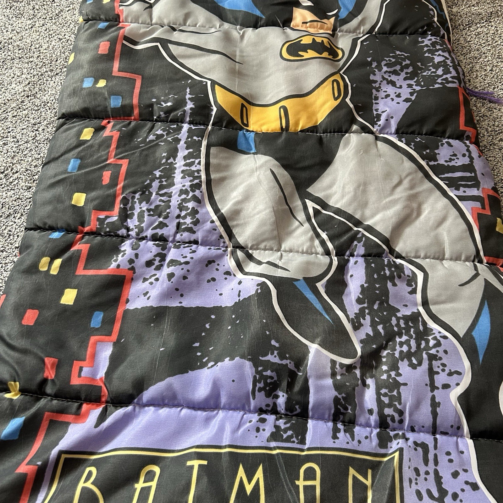 Vintage Batman Sleeping Bag DC Comics 1992 Youth Size Blanket 55x27