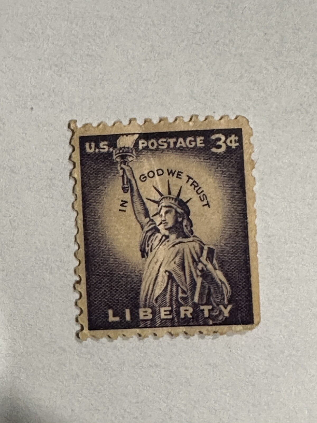Rare US POSTAGE STAMP 3 Cent Liberty Used Purple Lady Statue Of Liberty
