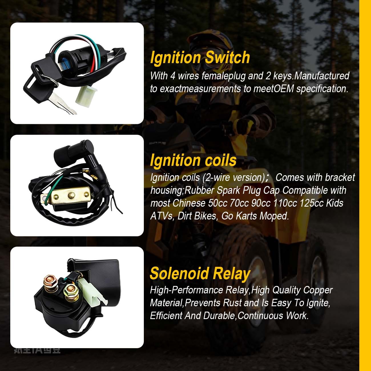 CDI Wire Harness Stator Assembly Wiring Fit Atv Electric Quad 70 90 110cc 125cc