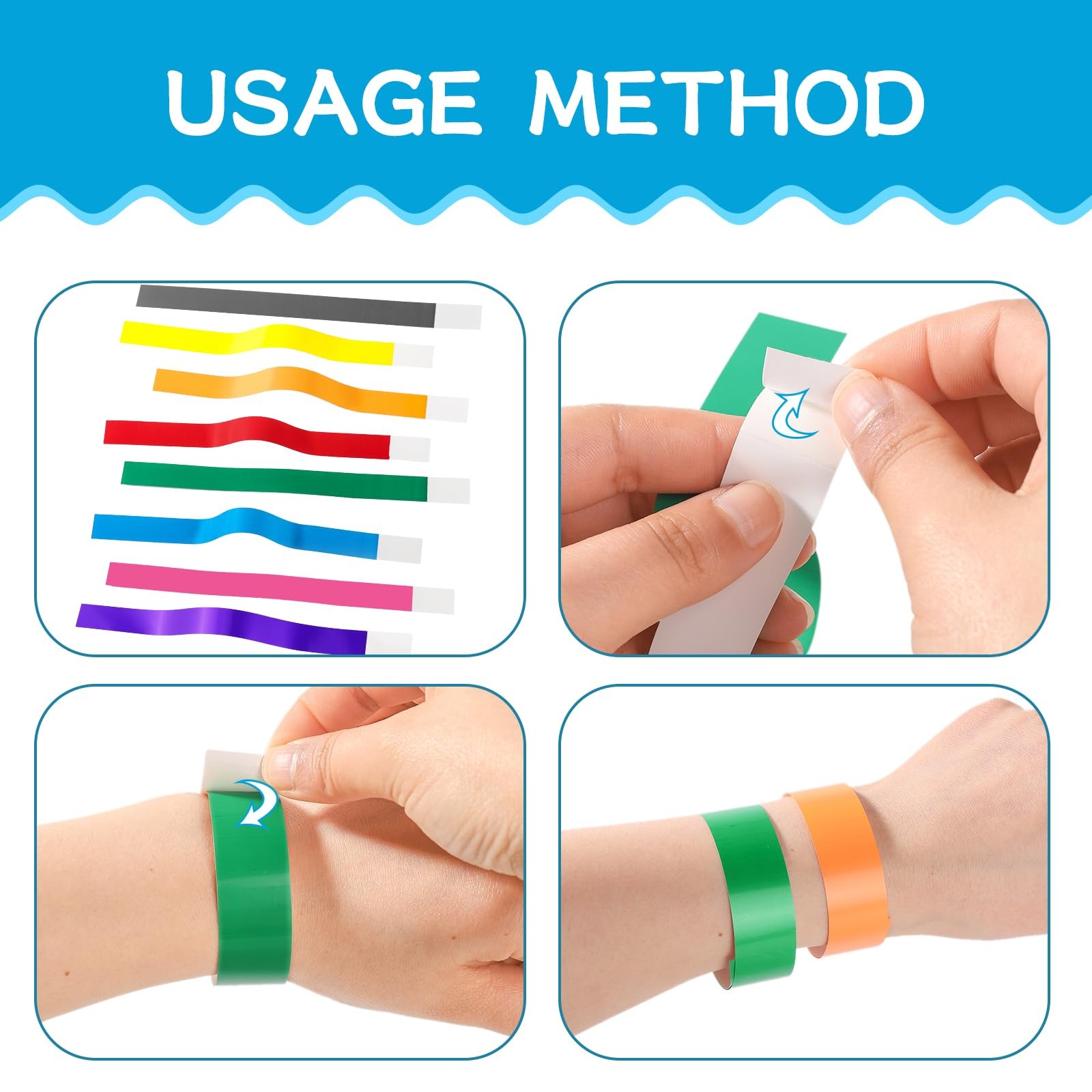 Colored Event Wristbands 800 Pack, Waterproof Paper Bracelets Assorted