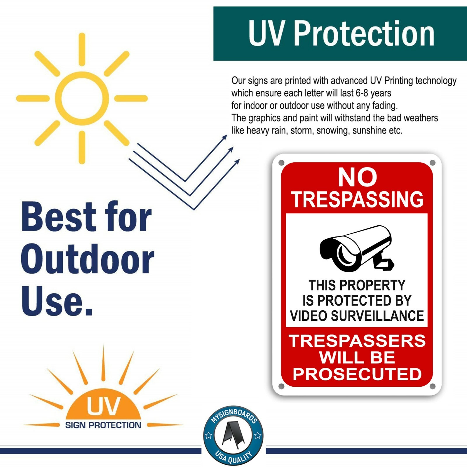 Property Protected By Video Surveillance Warning Security Camera Sign cctv 7x11"