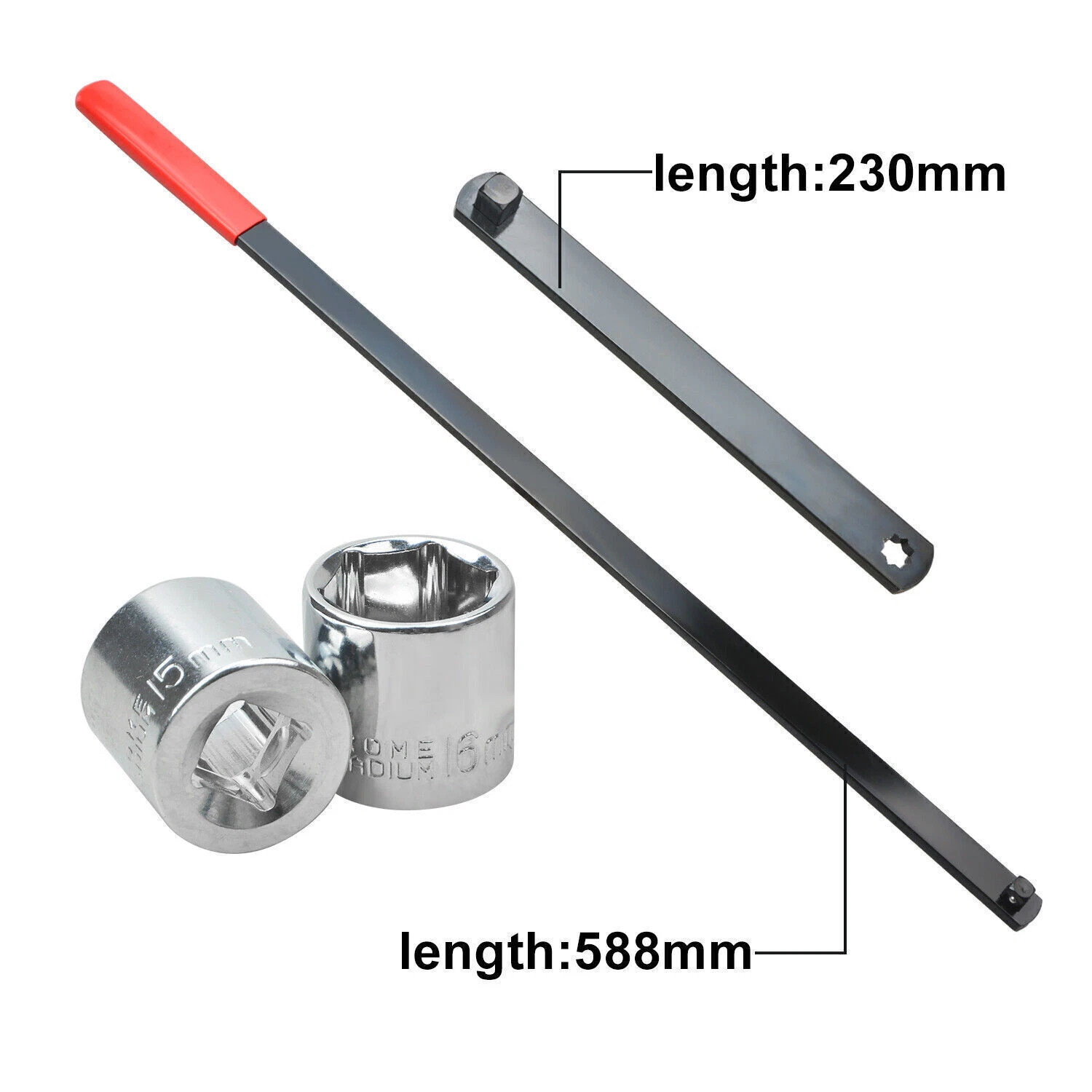 8PC Serpentine Belt Tension Tool 1/2" 3/8" Square Universal Belt Removal Wrech