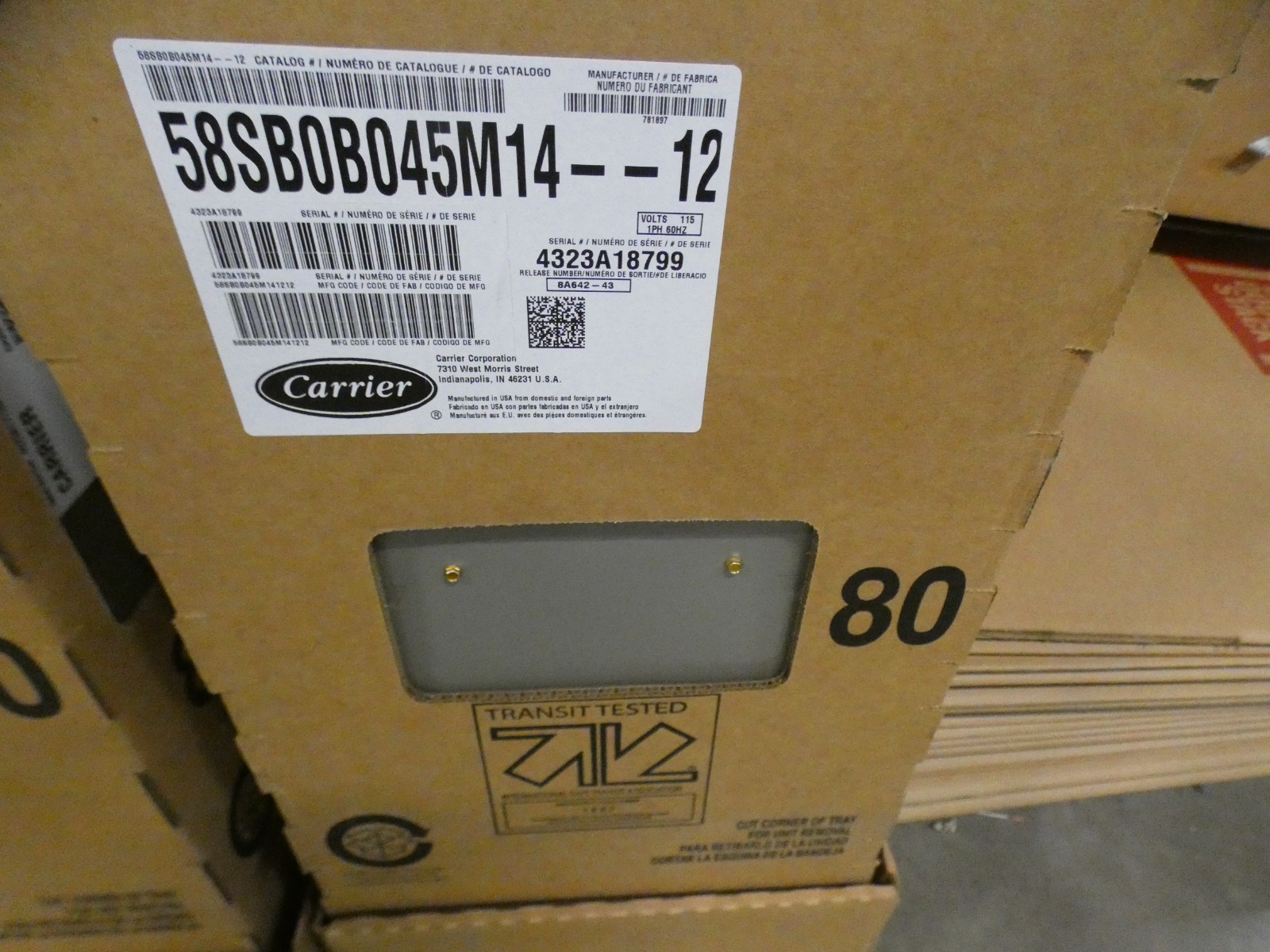 New Carrier Comfort 58SB0B045M14--12 80% AFUE 45000 BTUH Multi-Speed Gas Furnace