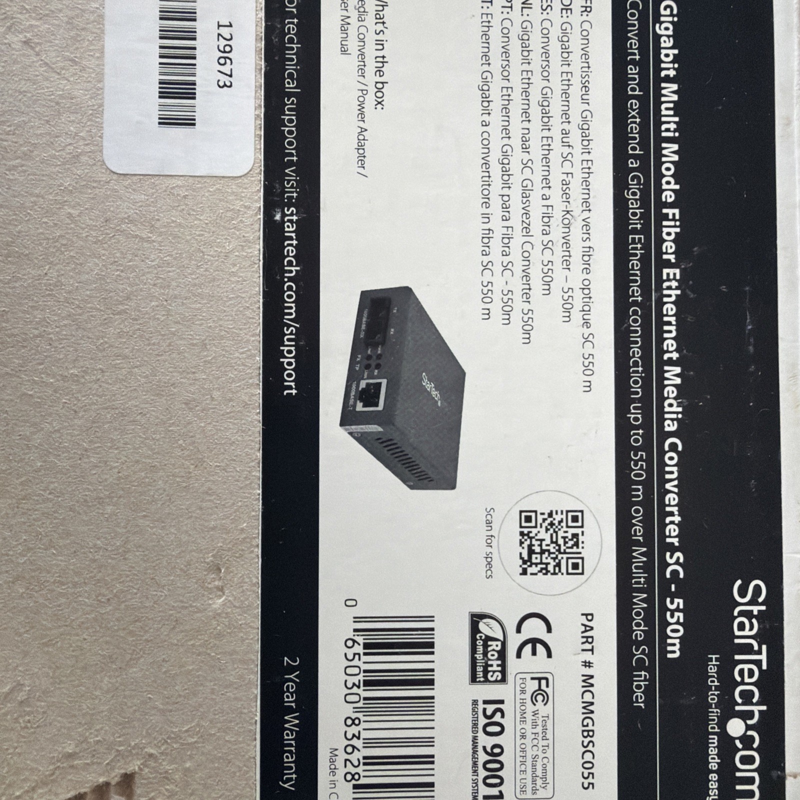 StarTech 1000 Mbps Gigabit Multi Mode Fiber Ethernet Media Converter SC 550m