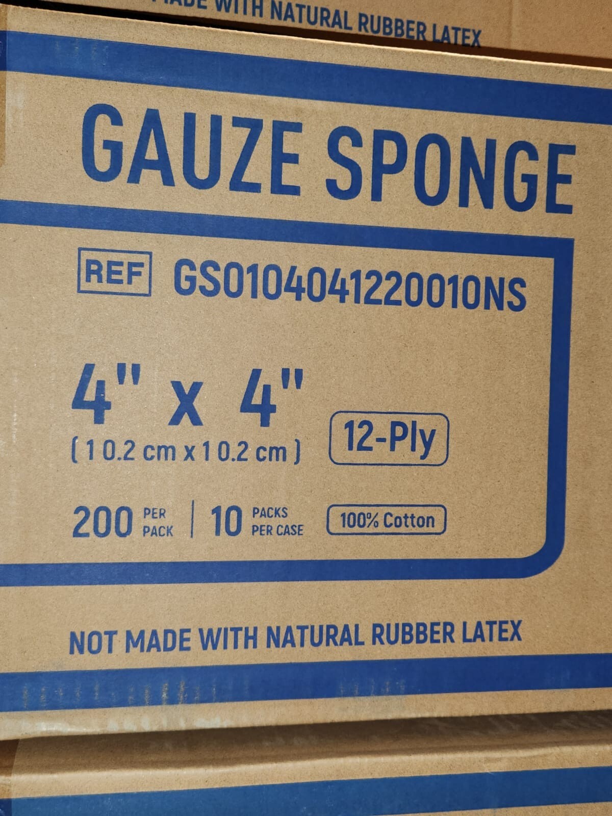 Gauze, Sponge, Non-Sterile, 4"x4", 12-ply (200 EA/PK, 10 PK/CS)