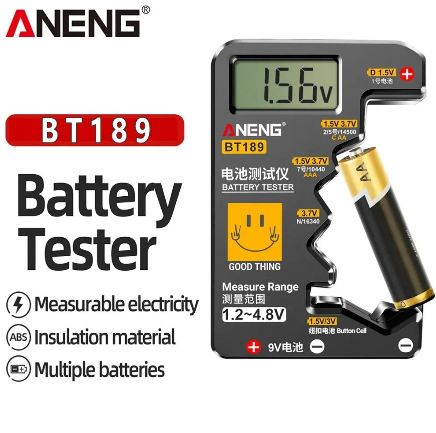1pc ANENG BT189 Universal Battery Tester LCD Display for AA AAA 9V Button Cells