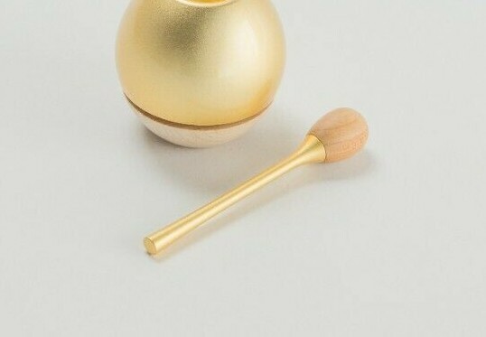 SGI Soka Gakkai Buddhism compact bell & bell stick set Gold Color Made in Japan