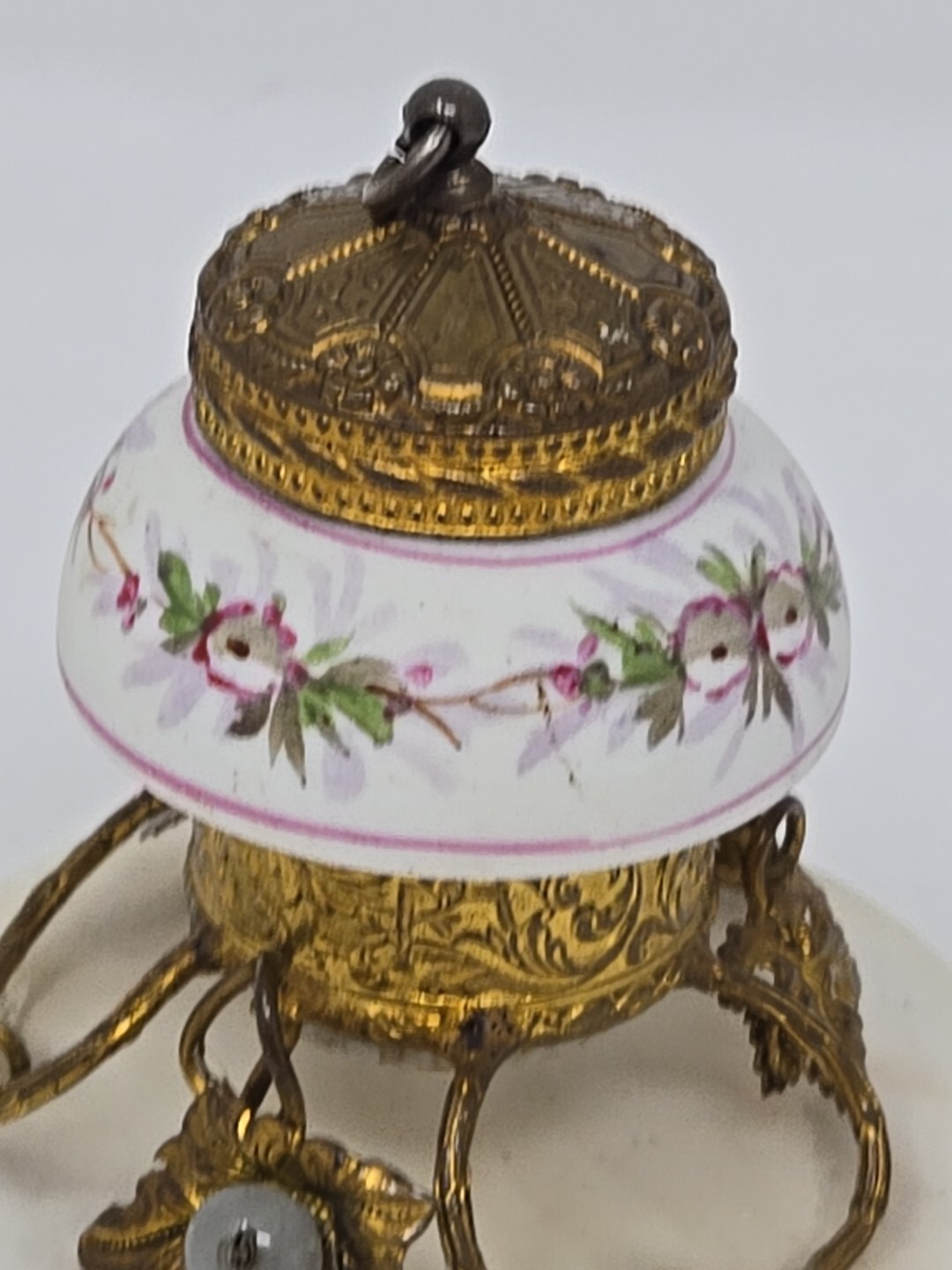 19th Century Marble, Porcelain & Brass French Made Inkwell