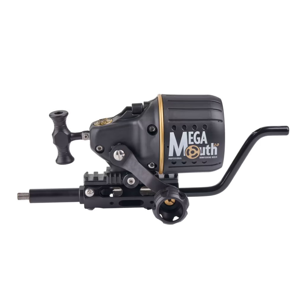 AMS BOWFISHING MegaMouth 2.0 Bowfishing Reel, Hex Through-Tube Rod, Mount