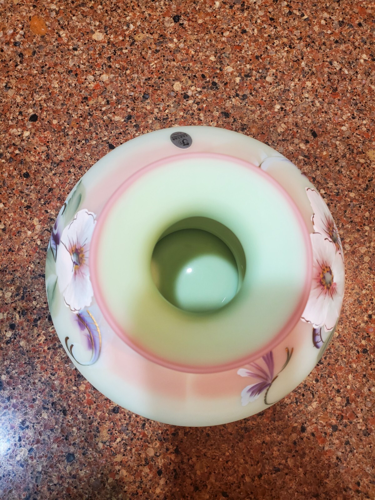 2006 Fenton Lotus Mist Hibiscus Garden Vase LE