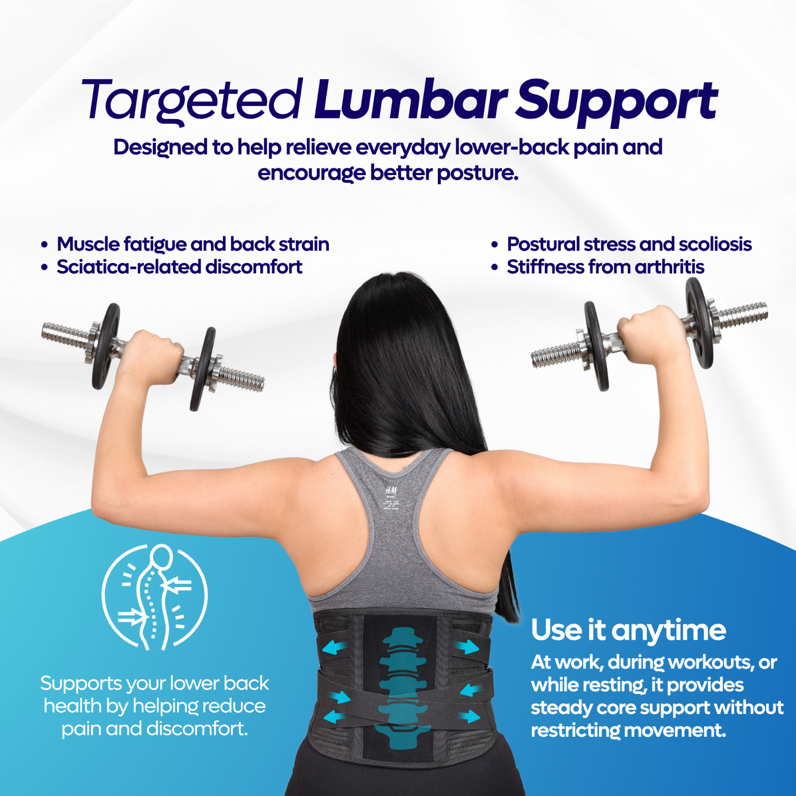 Adjustable Lower Back Brace Lumbar Support Waist Belt for Men Women Pain Relief