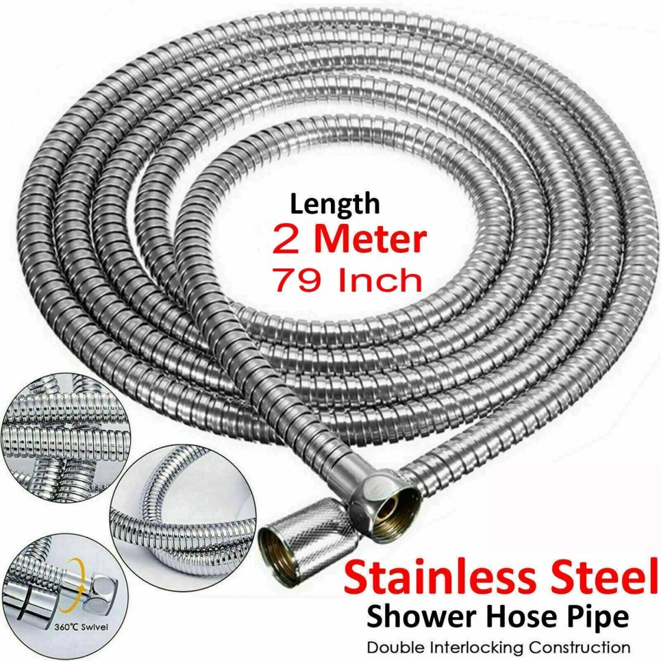 Shower Head Hose Handheld Extra Long Stainless Steel Bathroom Flexible Tube