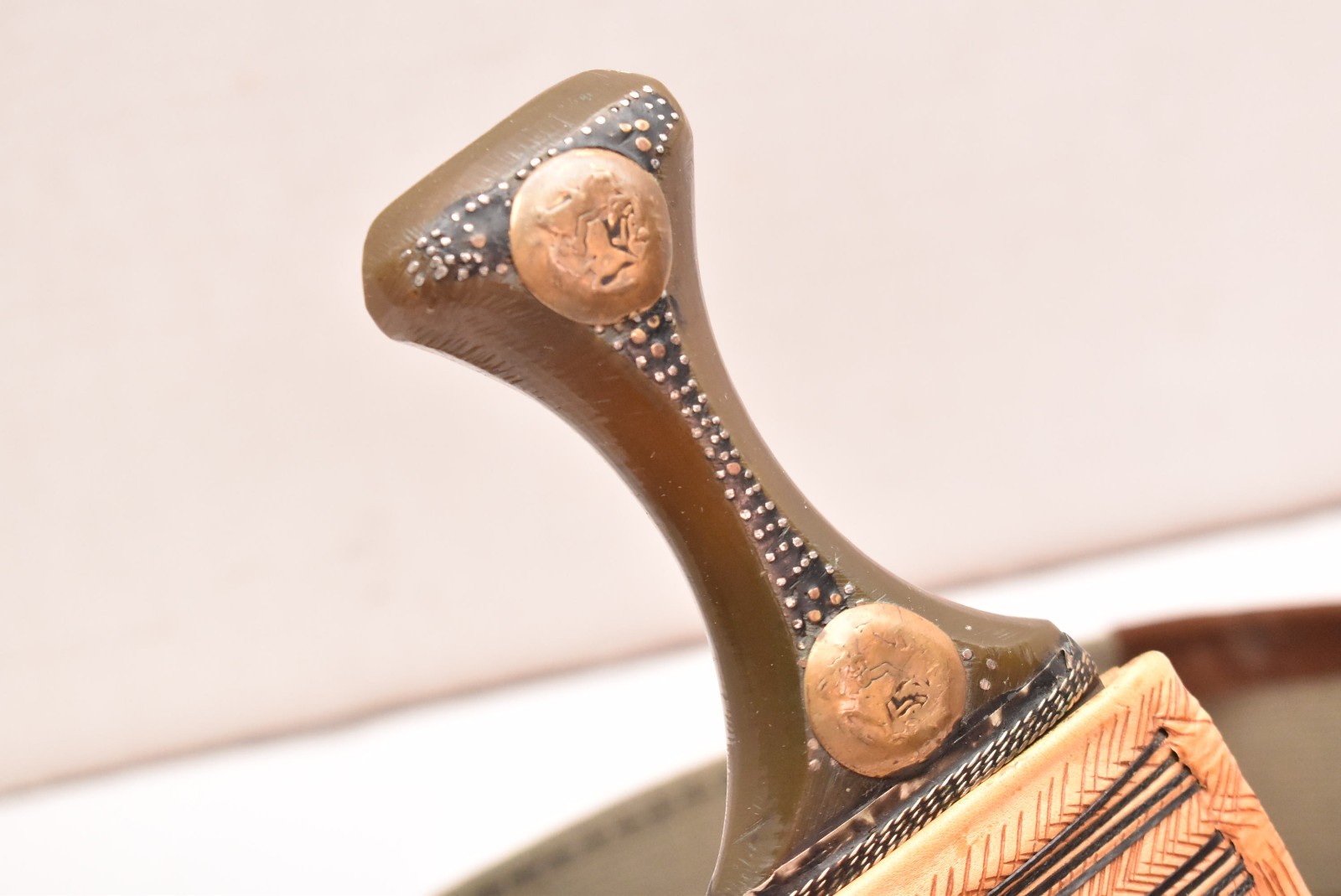 Beautiful Antique Authentic Yemeni Jambiya Dagger With Belt Knife Vintage-