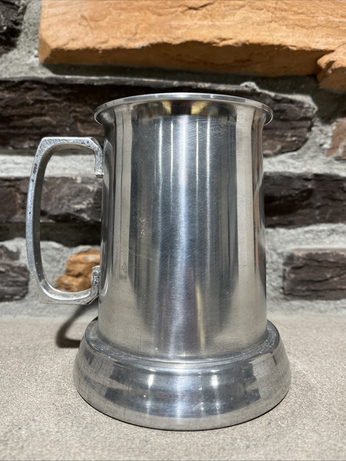 Metal Vintage Beer Stein Mug With Clear Bottom 5.5”