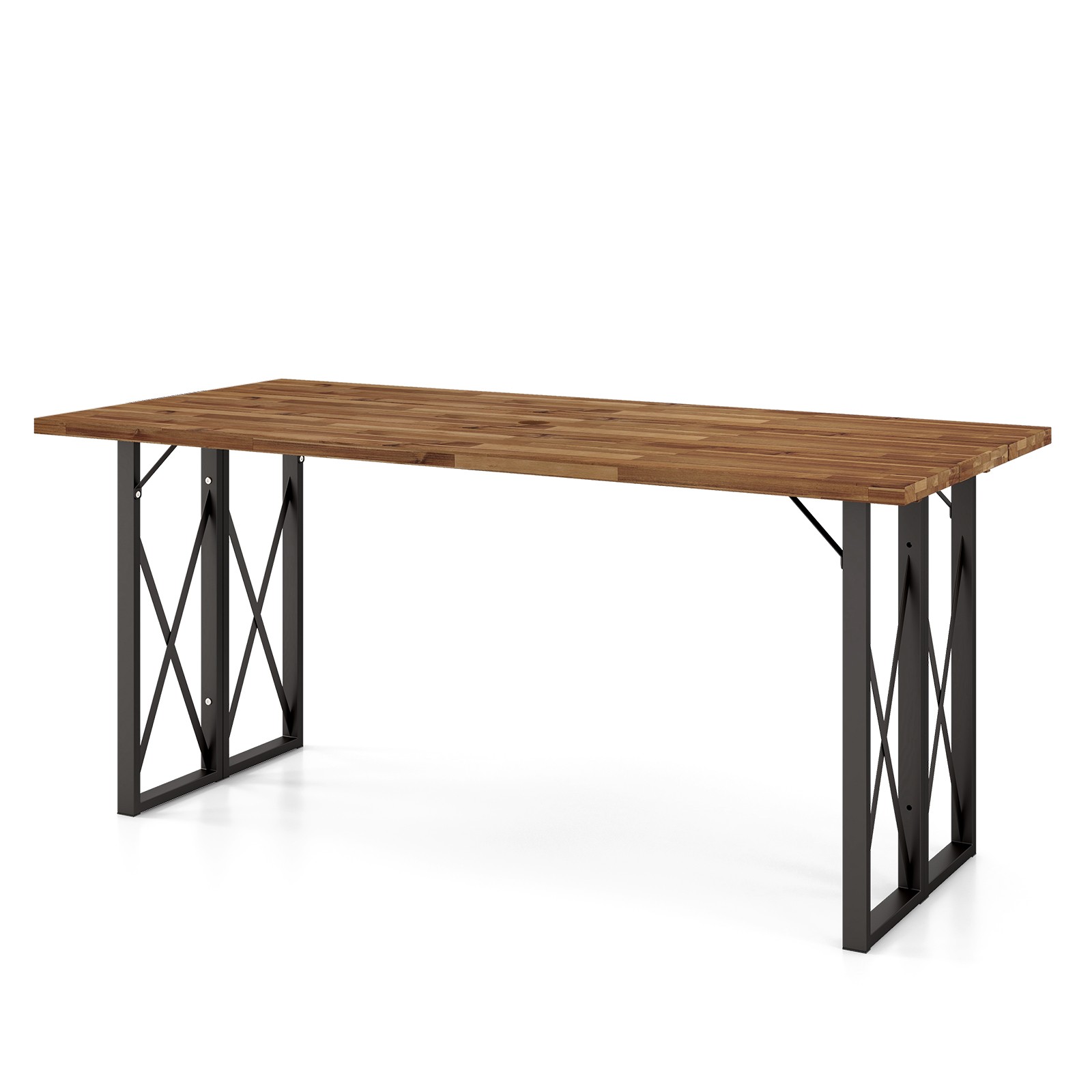 Patio 67" Rectangle Table Heavy-Duty Acacia Wood Dining Table with Umbrella Hole