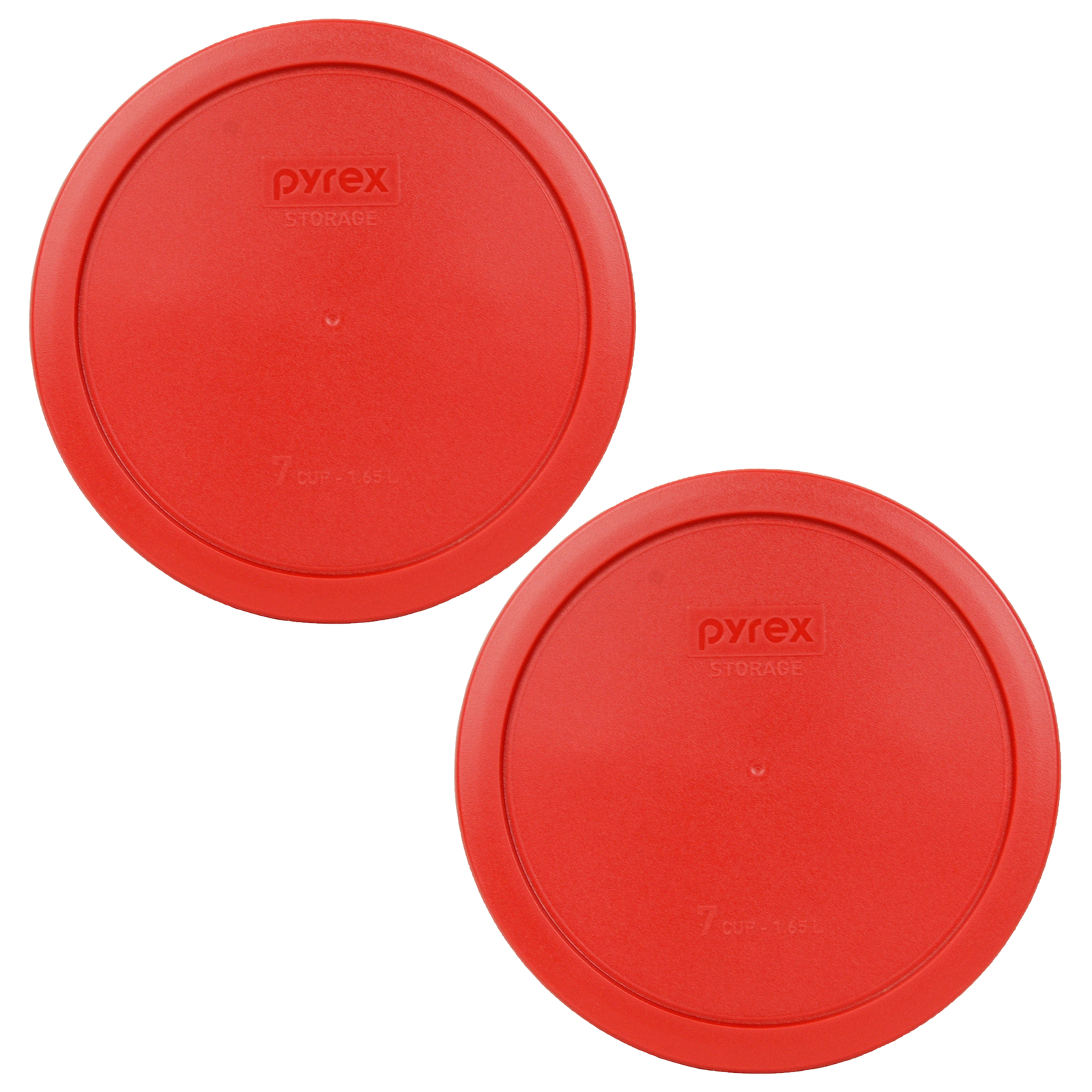 Pyrex 7402-PC 6/7 Cup Poppy Red Round Plastic Storage Lid 2PK for Glass Bowl